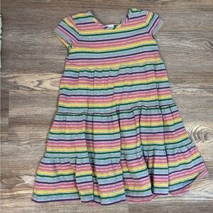 Hanna Andersson Short Sleeve Twirl Power Dress, Rainbow Stripe 120 6/7